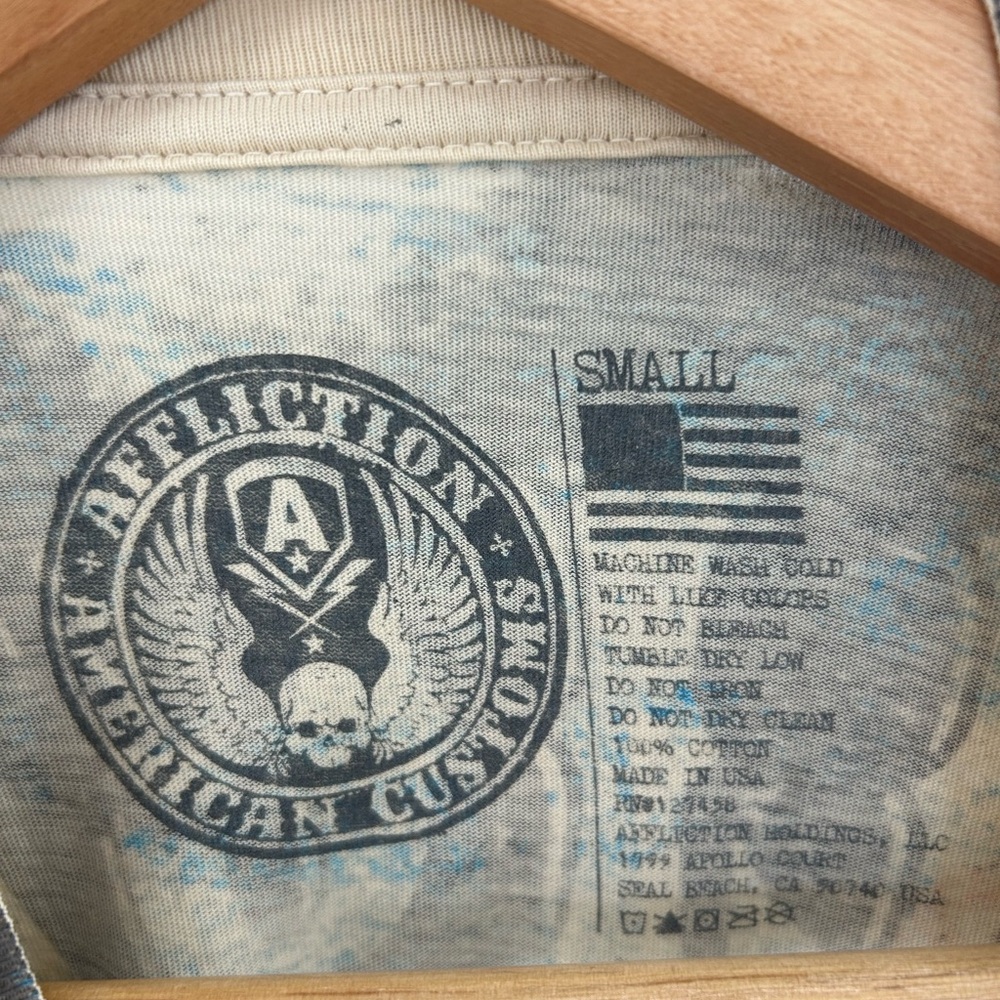 Affliction American Customs Cloverfield T-Shirt Distressed Skull Size S Nwt Y2k — image 2 of 6